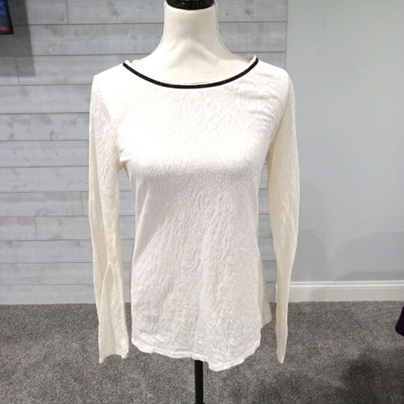 Loft long sleeve cream Paisley lace top. Size medium - Picture 1 of 3